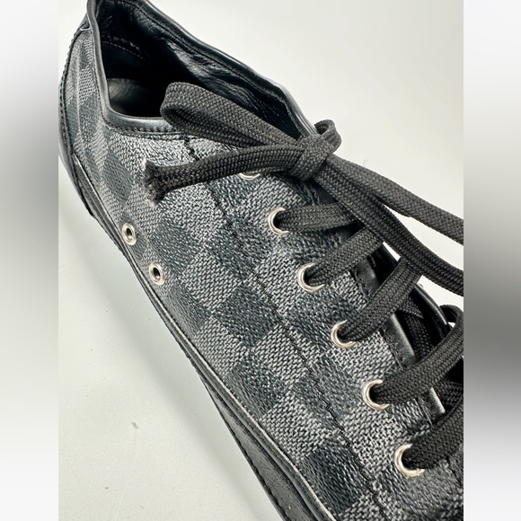 Louis Vuitton Black & Grey Leather Damier Ebene Monogram Sneaker - Picture 13 of 16